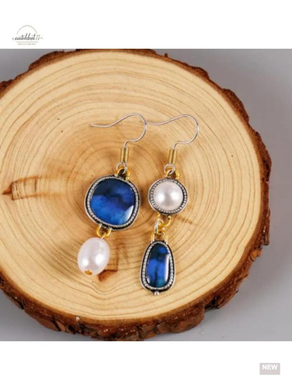 Asymmetrical Natural Stone Dangle Drop Earrings Geometric Statement